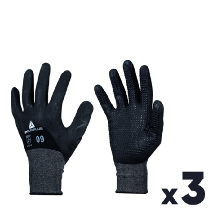 Lot de 3 gants Tricot polyester/spandex - Deltaplus - Taille 8