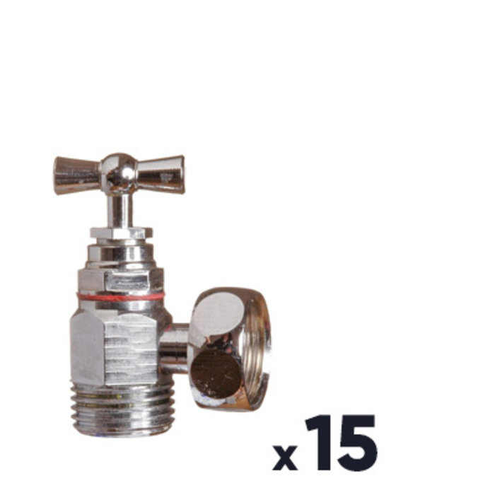 Kit de 15 robinets équerre chromé, à potence avec presse étoupe - Sféraco-1