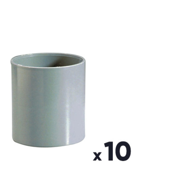 Lot de 10 raccords PVC gris - Femelle Ø 40 mm - Girpi
