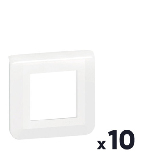 Lot de 10 plaques de finition Mosaic Legrand - 2 modules - Blanc