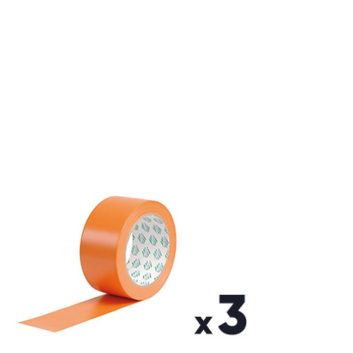 Adhésif PVC plastifié orange - 75 mm - 33 m - Antalis - Lot de 3-1