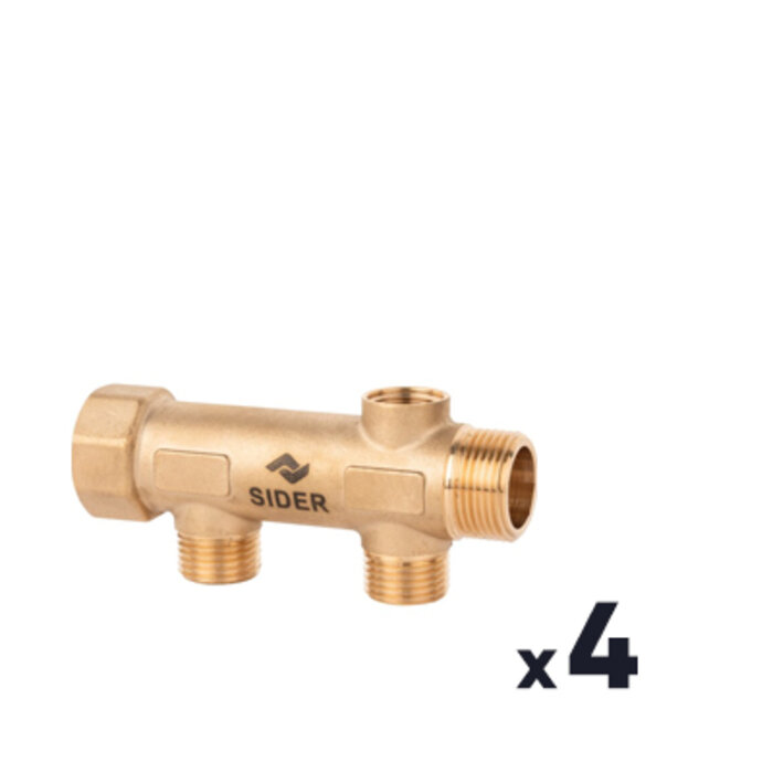 Collecteur à purge – SIDER - Laiton - MF 3/4" - Sorties 1/2"-1