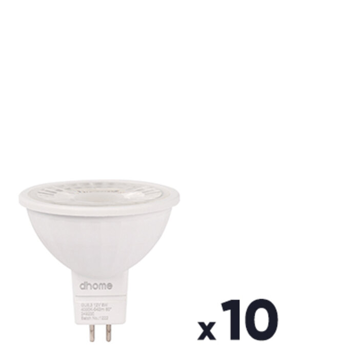 Lot de 10 ampoules LED spot - Dhome - GU5.3 - 6 W - 540 lm - 4000 K - 60° - Dimmable-1