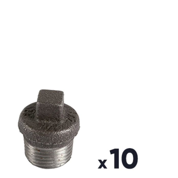 Lot de 10 bouchons fonte noire à collerette à visser - M 1"1/4 - N° 290-1