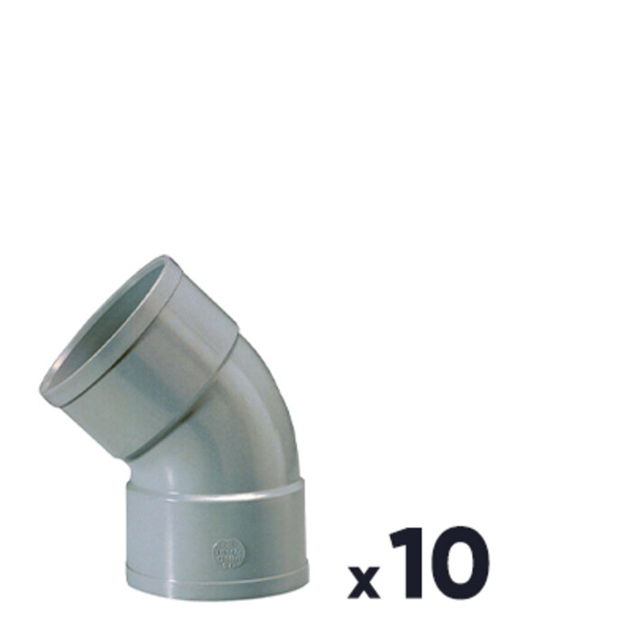 Lot de 10 raccords PVC gris coudé 45° - Ø 40 mm - Double emboîture-1