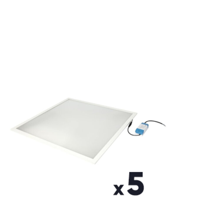 Lot de 5 plafonniers LED prismatique - Solar 32 W - 3200 lm - 3000 K - UGR <19-1