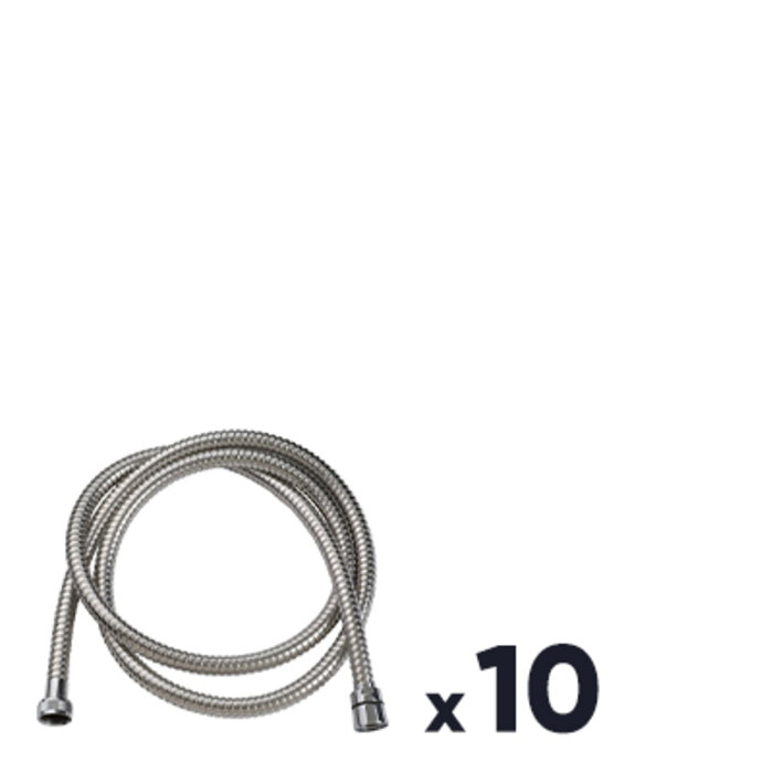 Lot de 10 flexibles double agrafage - ODYSSEA - Chromé écrou libre - 1,5 m-1