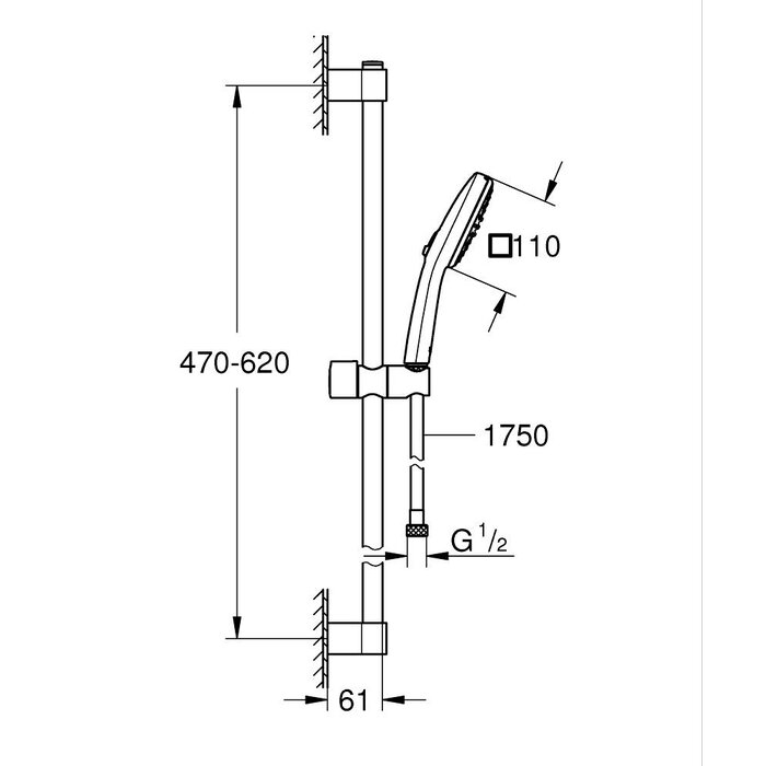 Ensemble de douche – GROHE – Tempesta Cube 110 – Ø 110 mm – barre 600 mm – chromé-1