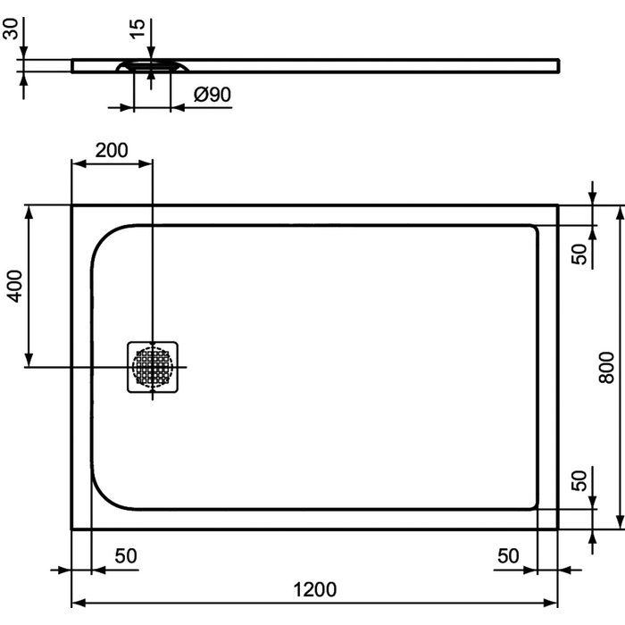 Receveur de douche extra plat - Ultra Flat S - Ideal Standard - Blanc-1
