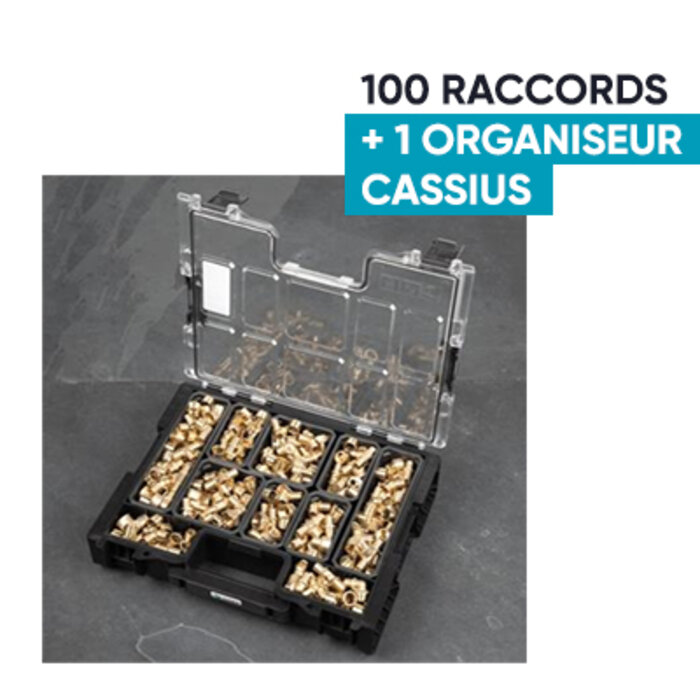 Assortiment de 100 raccords PER SIDGLISS SIDER -Ø12- Ø16 - 1 organiseur Cassius -1