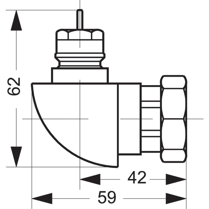 Adaptateur équerre - Danfoss - RA - 57 x 62 -1