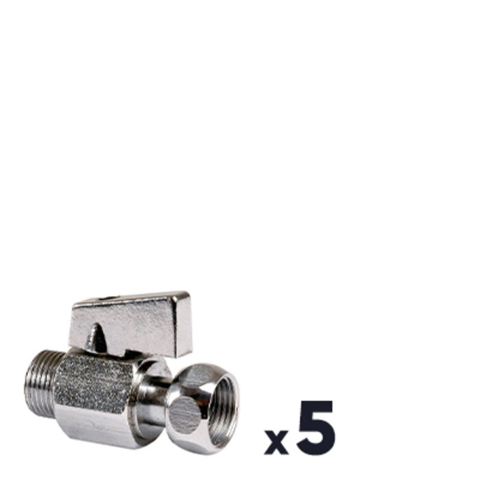 Robinet d'arrêt WC - SFERACO - Quart de tour droit - MF 3/8" - Lot de 5-1