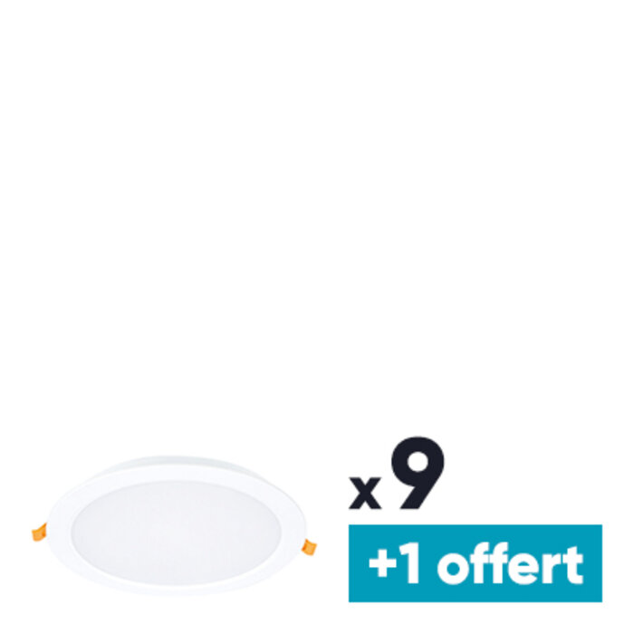 Downlight LED encastré - DHOME - Ludi - 24 W - 2400 lm - 3000/4000/6000 K - Ø 225 mm - IP54 - Lot de 9 + 1 OFFERT-1