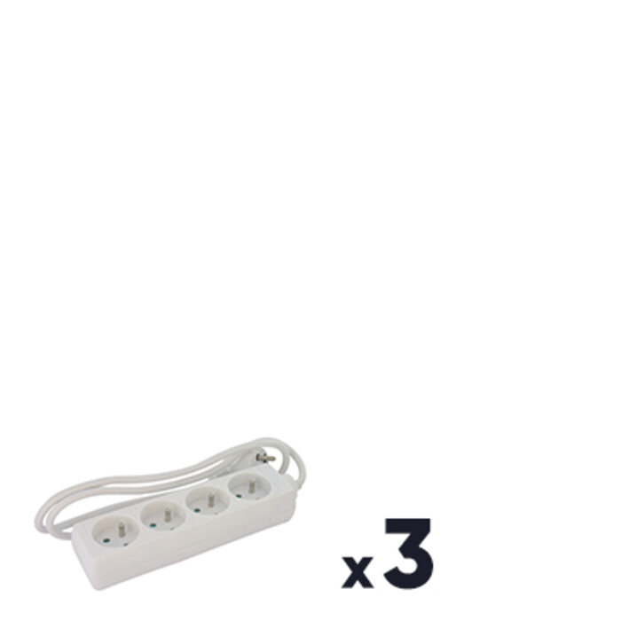 Bloc multiprise 2P+T – DHOME – 16 A – Câble 1,5 m – 3G1 mm² – Sans interrupteur - Lot de 3-1