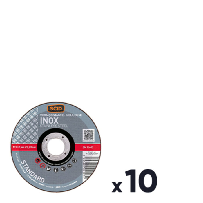 Disque à tronçonner - SCID - Diamètre 115 mm - Inox - Standard - Vendu par 10-1