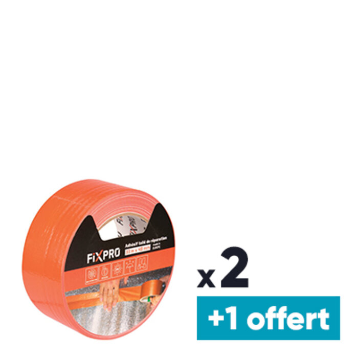 Ruban adhésif toilé - Fixpro - Longueur 33 m x 48 mm - 2 + 1 offert-1