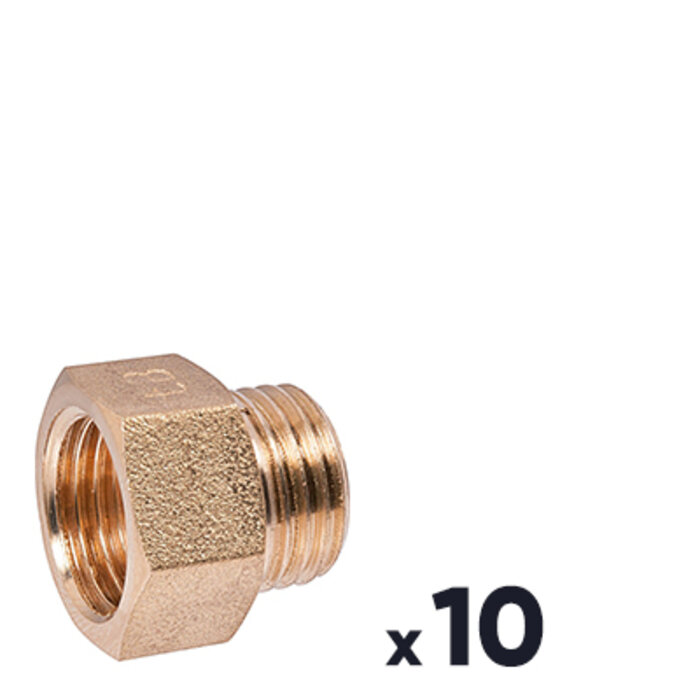 Raccord égal à visser - Laiton - M 1/2" - F 1/2" - Vendu par 10-1