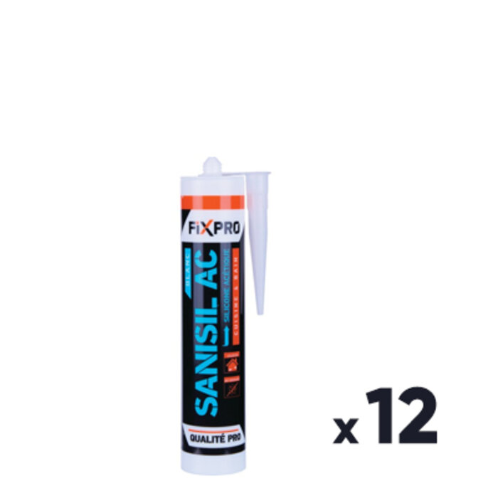 Mastic silicone - Fixpro - Sanisil AC - Blanc-1