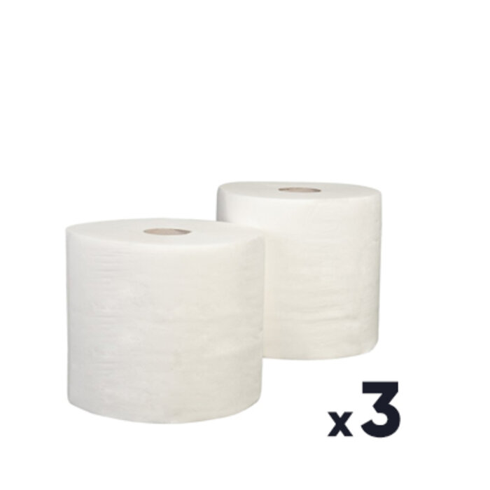 Lot de 3X2 Bobines d'essuyage blanches - MP HYGIENE-1