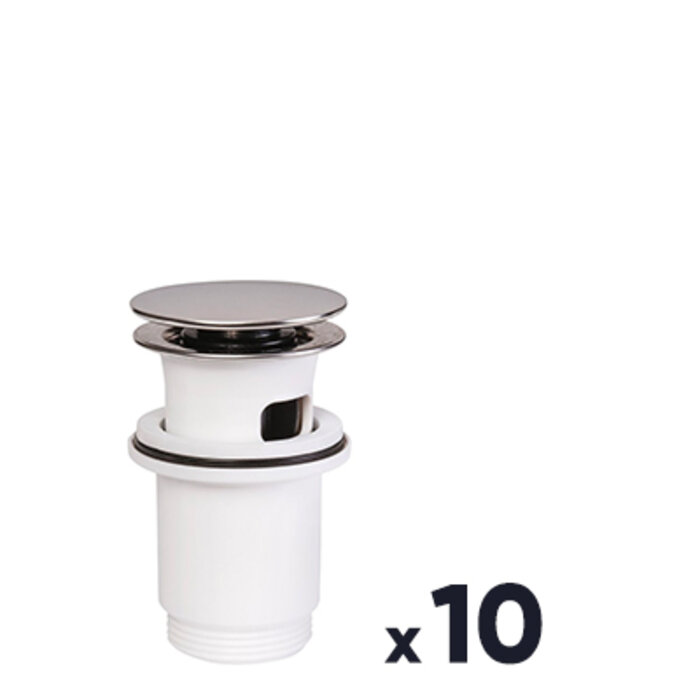 Lot de 10 bondes de lavabo - ODYSSEA - Clic-clac - Avec trop-plein – Blanc-1