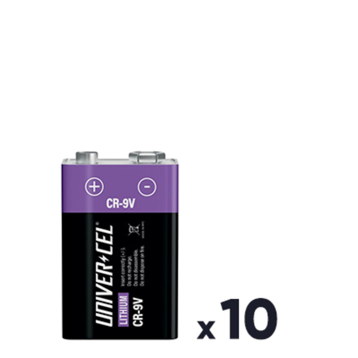 Lot de 10 piles lithium – UNIVERCEL – CR – 9 V-1
