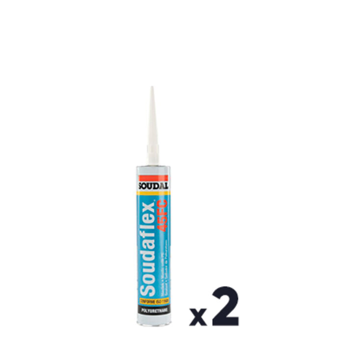 Lot de 2 mastics-colles PU - SOUDAL - Soudaflex 45 FC - Blanc - Spécial extérieur - 310 mL-1