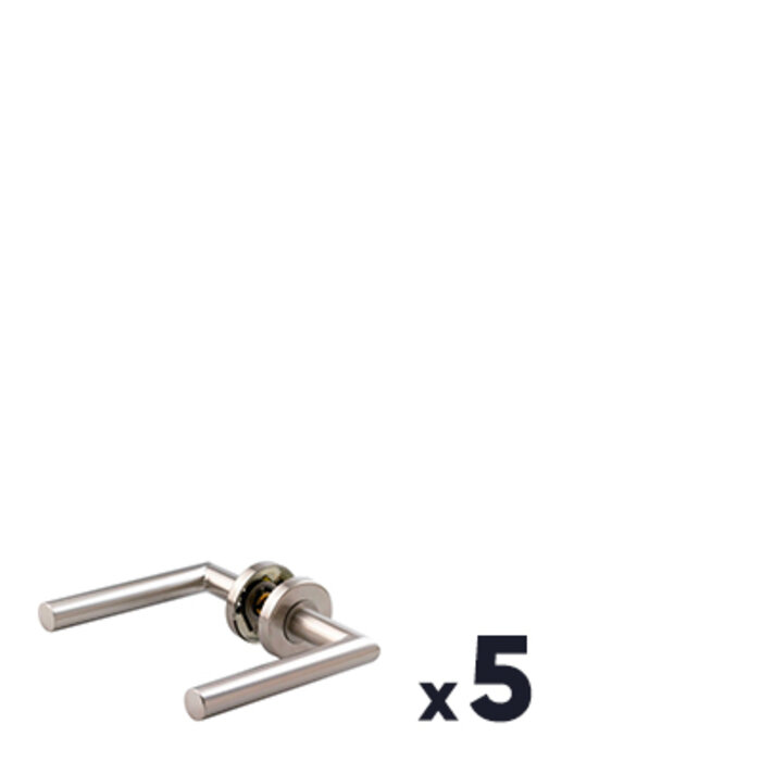 Lot de 5 poignées de porte sur rosace inox - VACHETTE - LC3 - Bec de cane-1