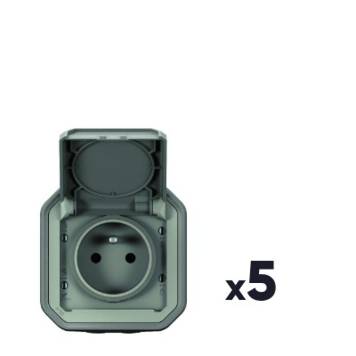Lot de 5 prises de courant étanche - LEGRAND - Plexo - Complet saillie- 2P+T - 16 A - IP55-1