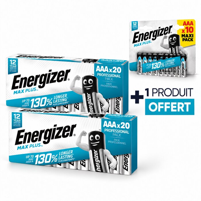 Lot de 40 piles alcalines AAA - ENERGIZER - Max Plus - 1,5 V - + 10 piles AAA OFFERTES-1