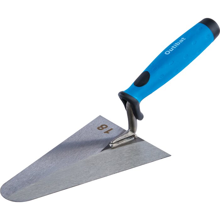 Truelle italienne ronde acier - Outibat - Manche bi-matière - Longueur 18 cm