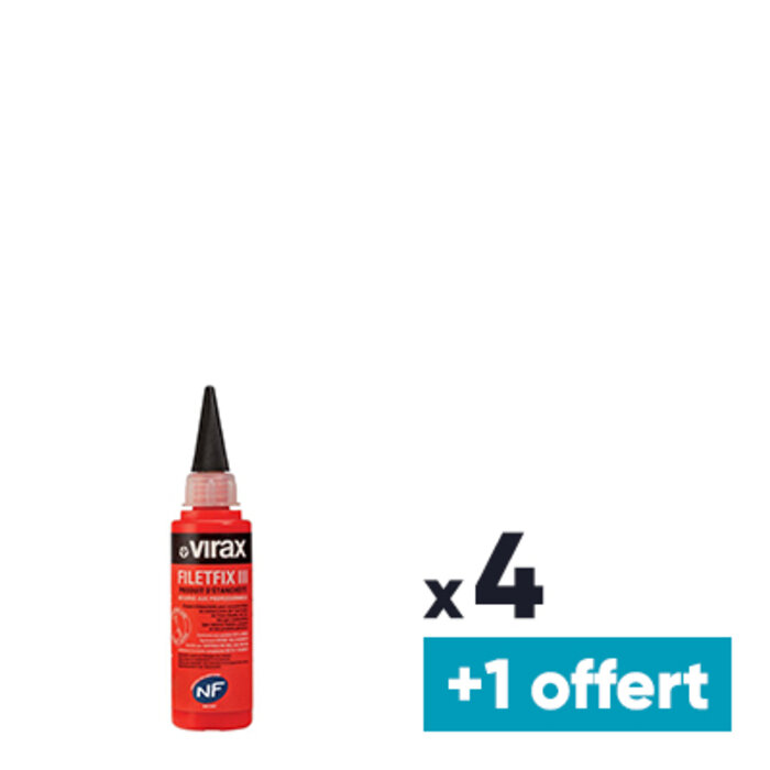 Lot de 4 Filetfix + 1 OFFERT résines pour étanchéifier les raccords filetés - 60 ml - Virax