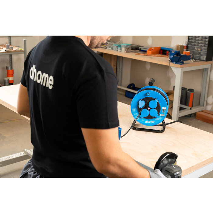 Enrouleur professionnel - Dhome - 4 prises 2P+T avec clapet - Câble H07 RN-F 3G1,5 mm²-9