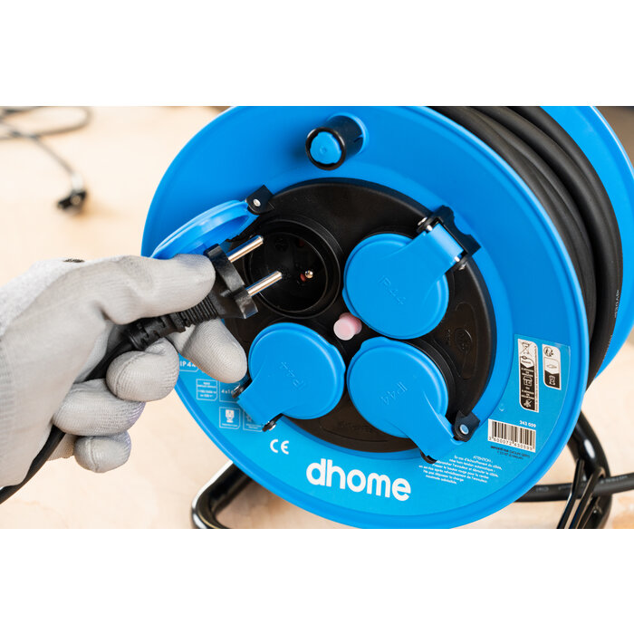 Enrouleur professionnel - Dhome - 4 prises 2P+T avec clapet - Câble H07 RN-F 3G1,5 mm²-11
