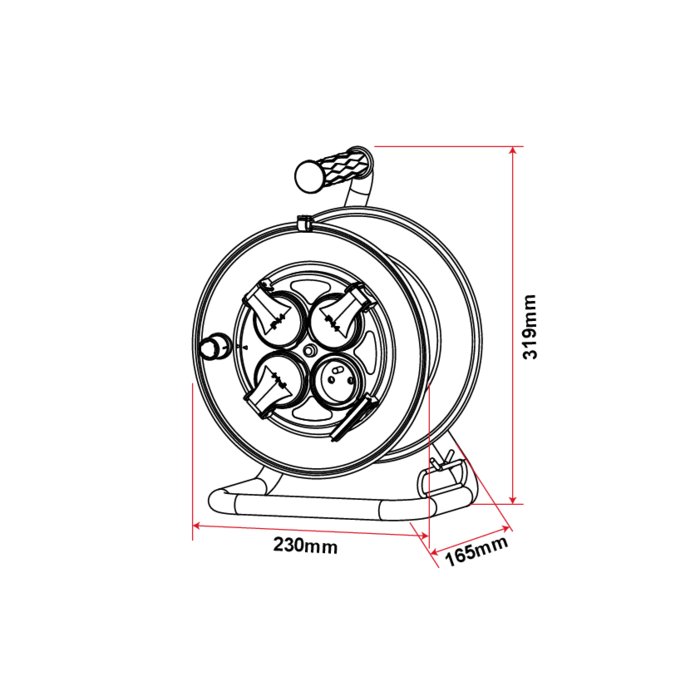 Enrouleur professionnel - Dhome - 4 prises 2P+T avec clapet - Câble H07 RN-F 3G1,5 mm²-1