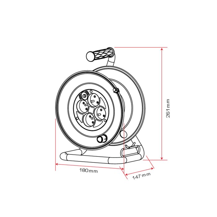 Enrouleur bricolage - Dhome - 4 prises 2P+T - Câble H05 VV-F 3G1 mm² - L. 15 m-1