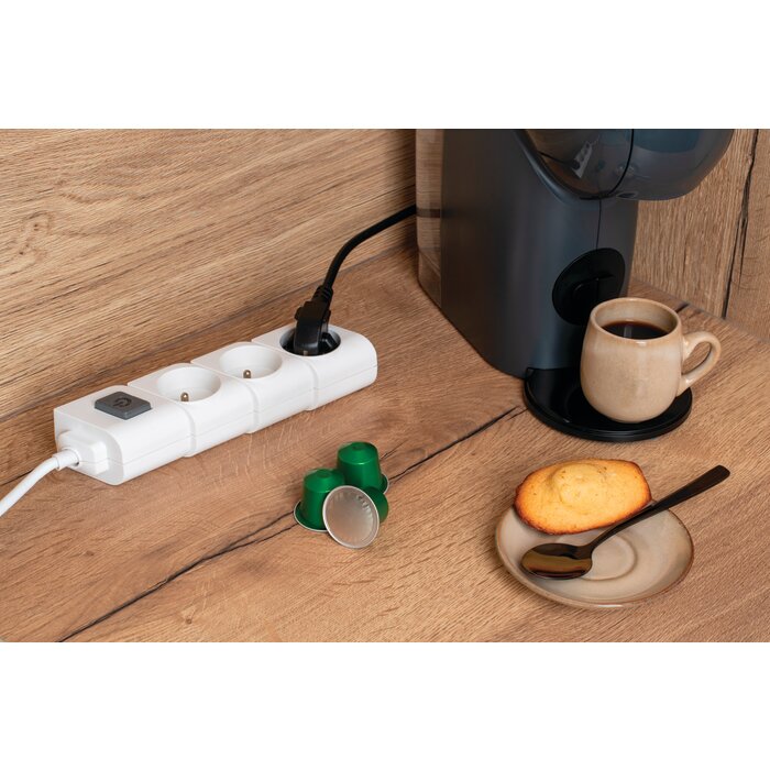 Bloc multiprise - Design - Dhome - 3 x 2P+T - 16 A - Câble 3G1 mm² - L. 1 m - Avec interrupteur - Fiche plate-7