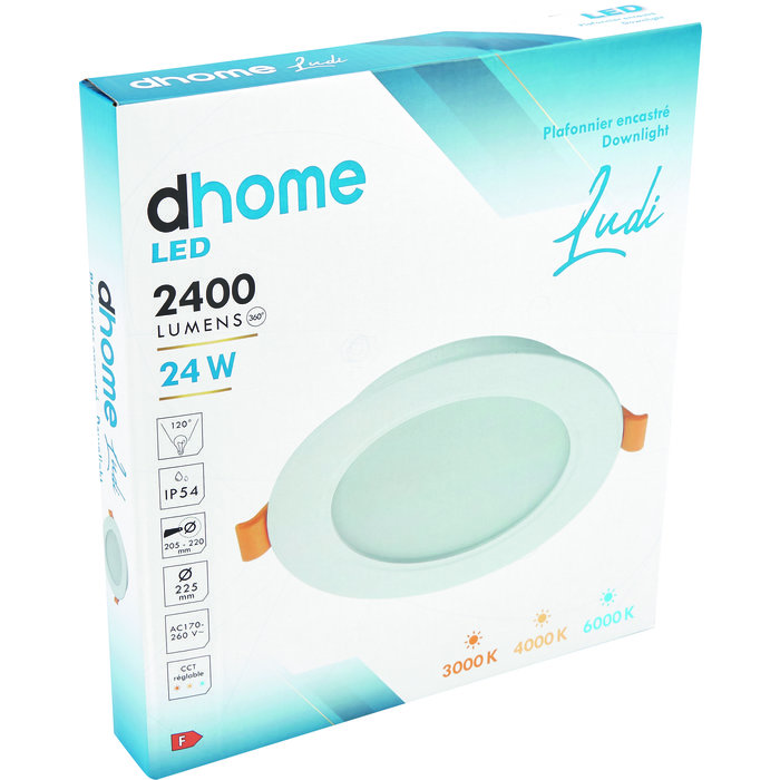 Downlight LED - Ludi - Dhome - 24 W - 2400 lm - 3000/4000/6000 K - Ø 225 mm - IP54-7
