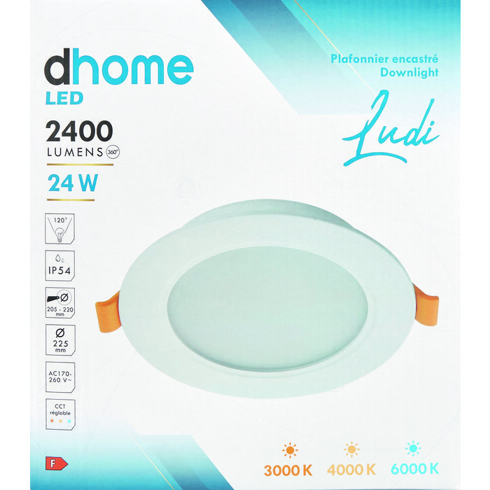 Downlight LED - Ludi - Dhome - 24 W - 2400 lm - 3000/4000/6000 K - Ø 225 mm - IP54-8
