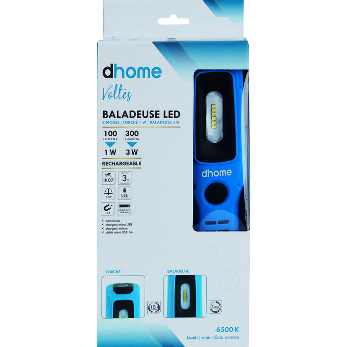 Baladeuse LED - Voltes - Dhome - 3 W - 300 lm - 6500 K - Rechargeable-13