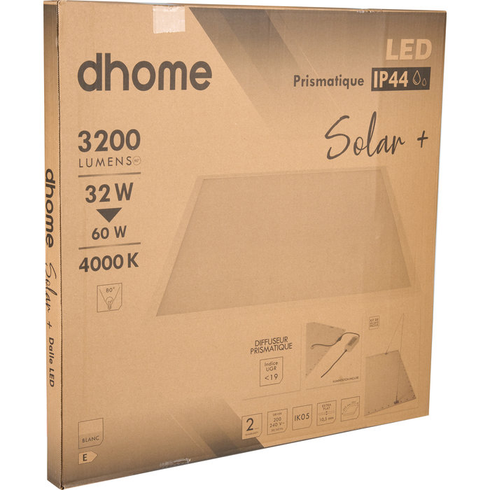 Plafonnier LED prismatique - Solar + - Dhome - 32 W - 3200 lm - 4000 K - IP44 - UGR <19-3