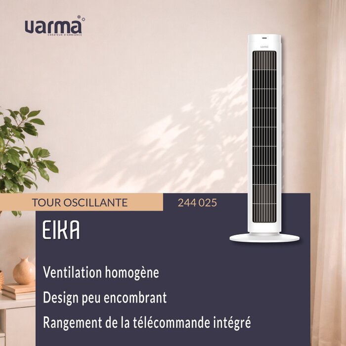Ventilateur tour oscillante - Eika - Varma - H. 76 cm - 50 W - Avec minuterie - Avec Télécommande-11