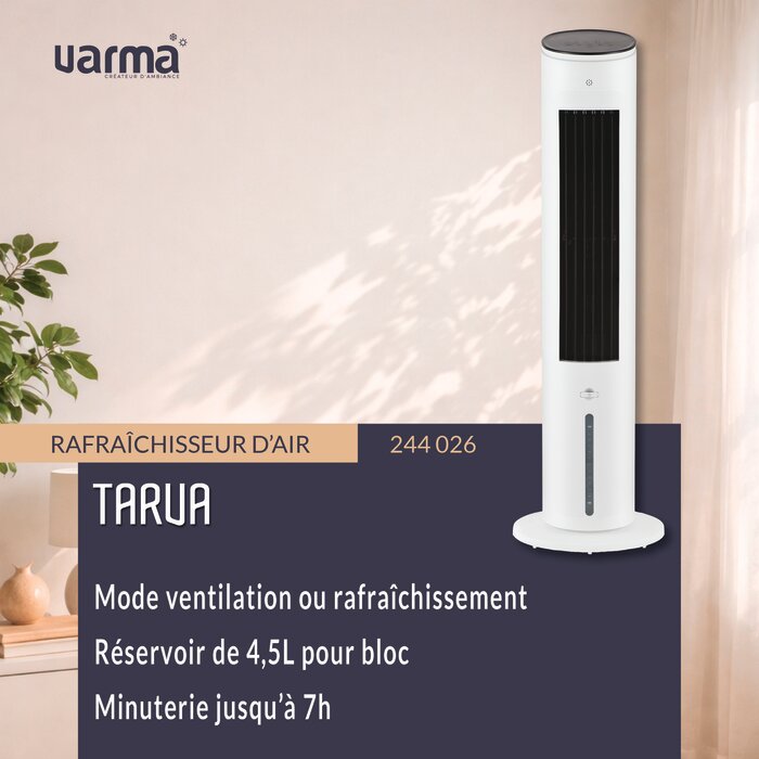 Ventilateur rafraichisseur d'air - Tarva - Varma - 45 W - 4,5 l - Avec télécommande-11