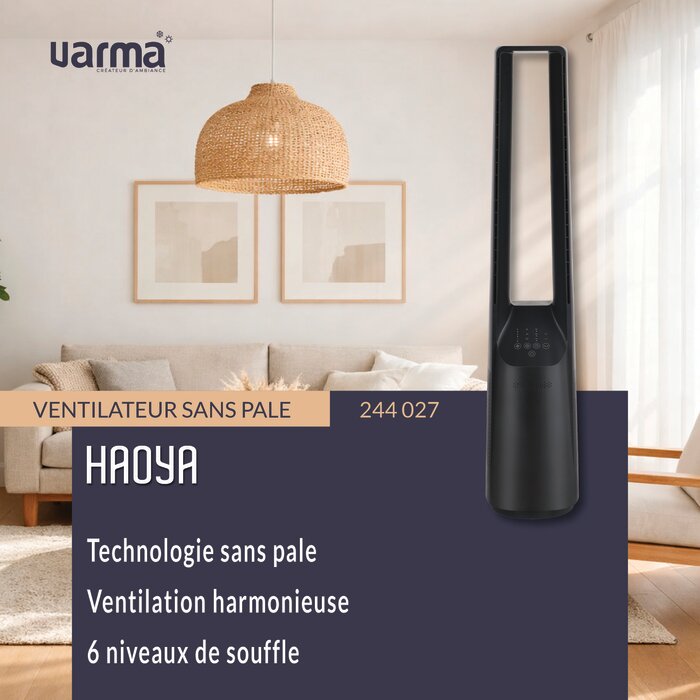 Ventilateur sans pale - Haoya - Varma - 33 W - 6 vitesses - Avec télécommande-7
