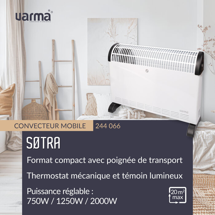 Convecteur mobile - VARMA - Søtra - 2000 W - Blanc-8