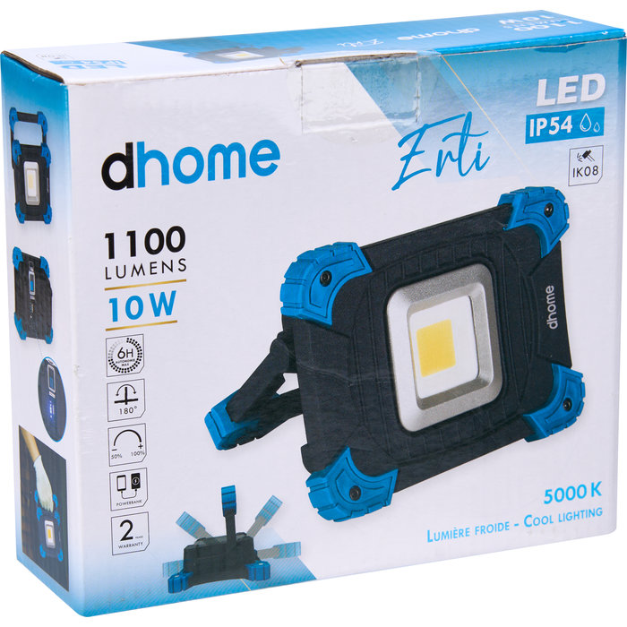 Projecteur LED - Erti - Dhome - 10 W - 1100 lumens - 5000 K - IP54 - Rechargeable-10