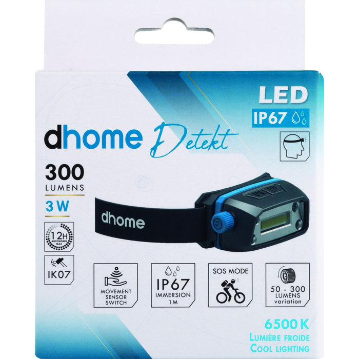 Lampe Frontale LED - Detekt - Dhome - 3 W - 300 lm - 6500 K - IP67 - Rechargeable-10