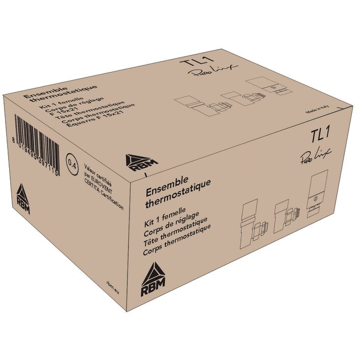 Ensemble tête thermostatique + robinets droit et équerre F 3/8"- TL1 -  RBM-3