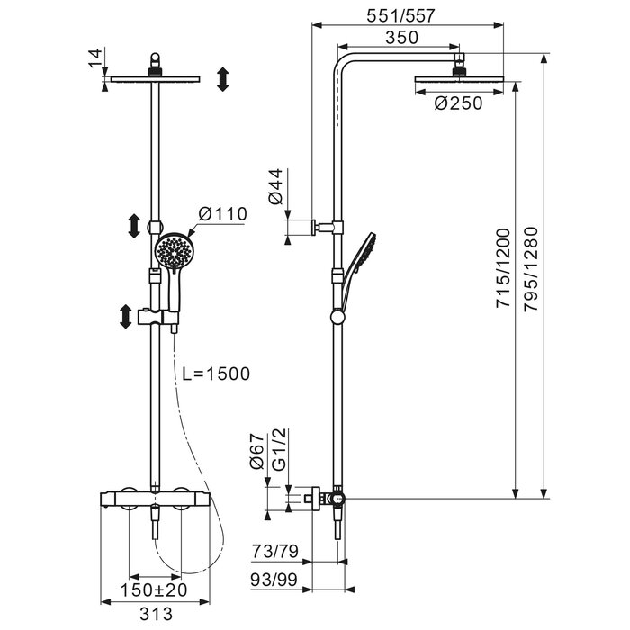 Colonne de douche - SIDER - Thermo-Festival - Douche de tête ronde Ø 250 mm-1