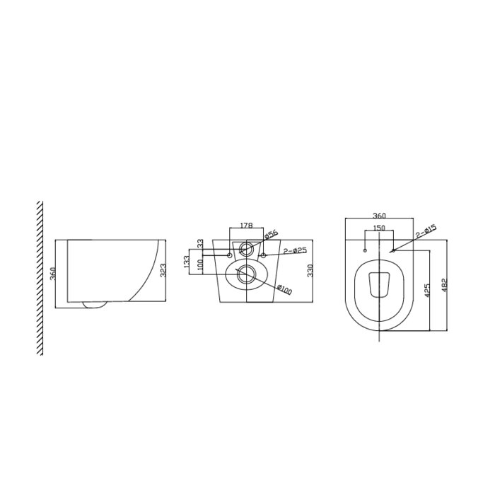 Cuvette suspendue - SIDER - Sans bride - L. 482 x l. 360 mm-1
