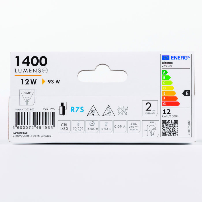 Ampoule LED crayon - Dhome - R7S - 12 W - 1400 lm - 3000 K-5